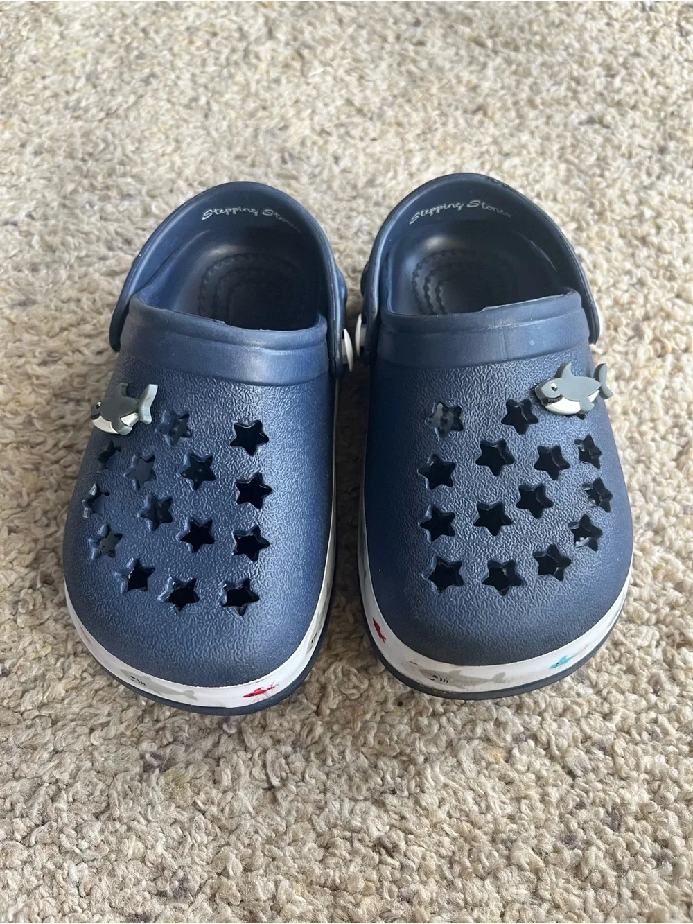 Kids Navy Shark Clogs - Size 7